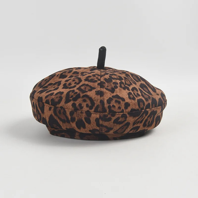 USPOP Autumn Winter Leopard Print Beret Hat for Women Fashion Retro Suede Hat 241009
