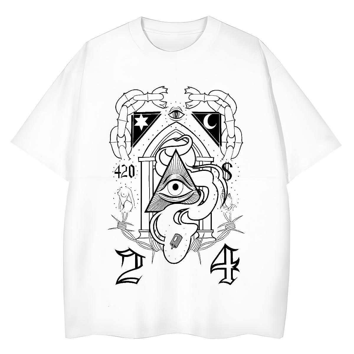 TOP Quality T Shirts Women 230g Pure Cotton Breathable Crew Neck Outdoor eye of the devil Woman Tshirt Designer Black Oversized Polos