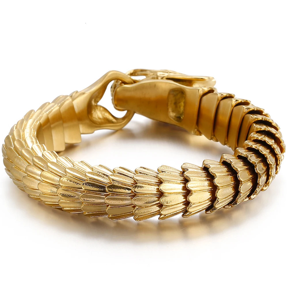 Dragon Head Animal Man Bracelet Gold 316L Stainless Steel Dragon Keel Chain Mens Bracelet Wristband Viking Charm Bracelet 241011