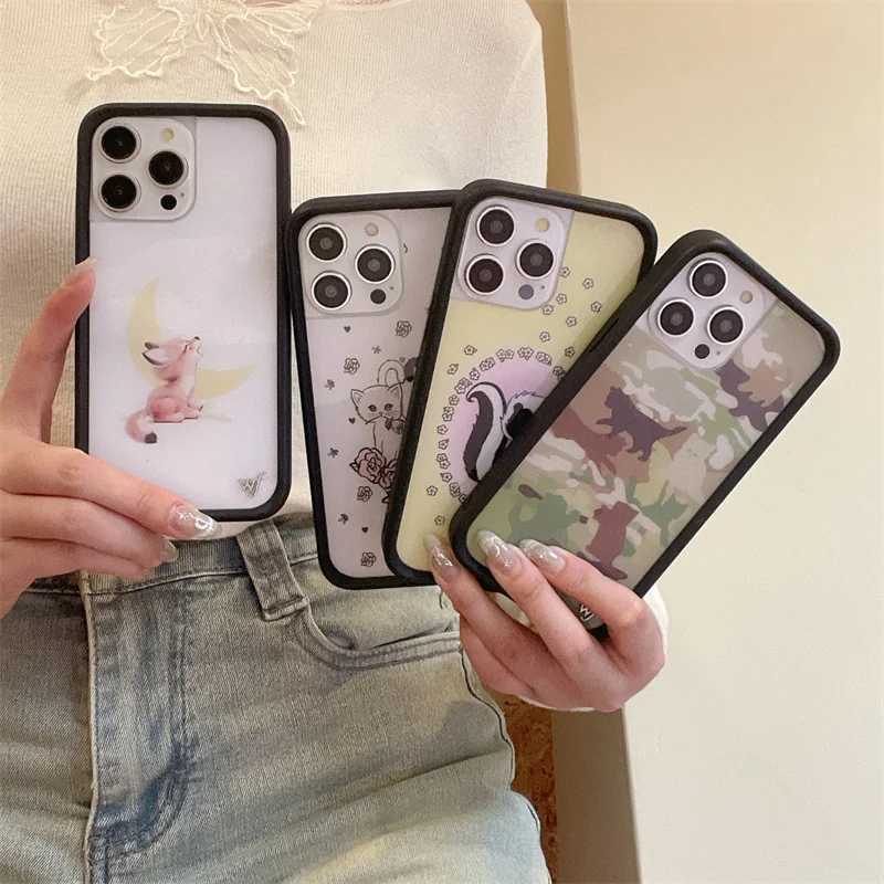 New Arrival Wildflower 3D Animal Skunk Fox Phone Case iPhone 16 15 14 13 12 Pro Max Plus 14 Pro 15 Pro Fabric WF Cute Cartoon Cover Funda Z241012