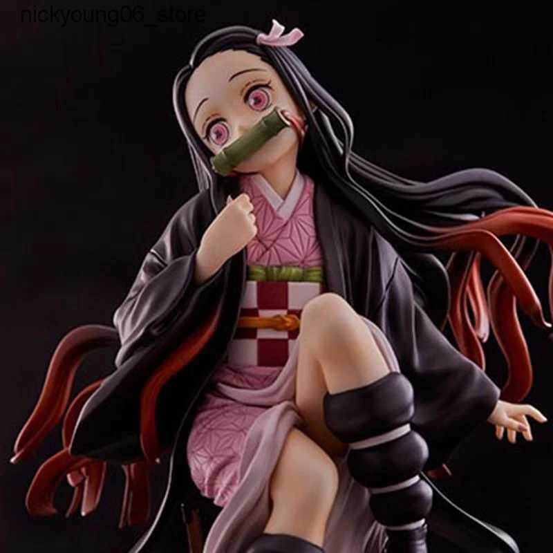Action Toy Figures 15CM Demon Slayer Kamado Nezuko Sitting Model Toy PVC Figure Toy Gift Collection Box Decoration Desktop Collection Decoration L2409