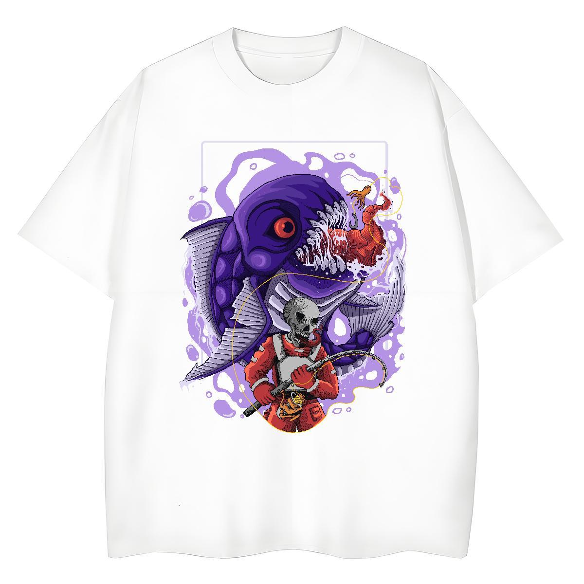 2024 Womens T Shirts 230g Pure Cotton Breathable Short Sleeve Daily Outfit skull Tshirt for Man Woman Popular DIY Anime Tops Tees