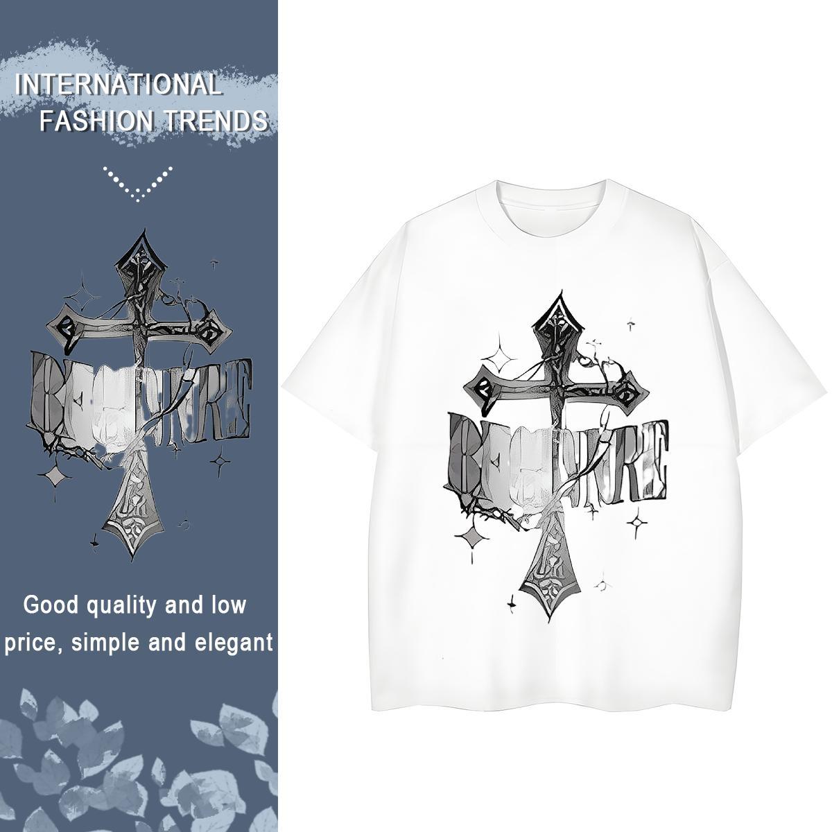 2024 Casual Womens T Shirts 230g Cotton Breathable Soft Daily Wear The Cross Tshirt for Man Woman Nice Cartoon Print Tops Shirt