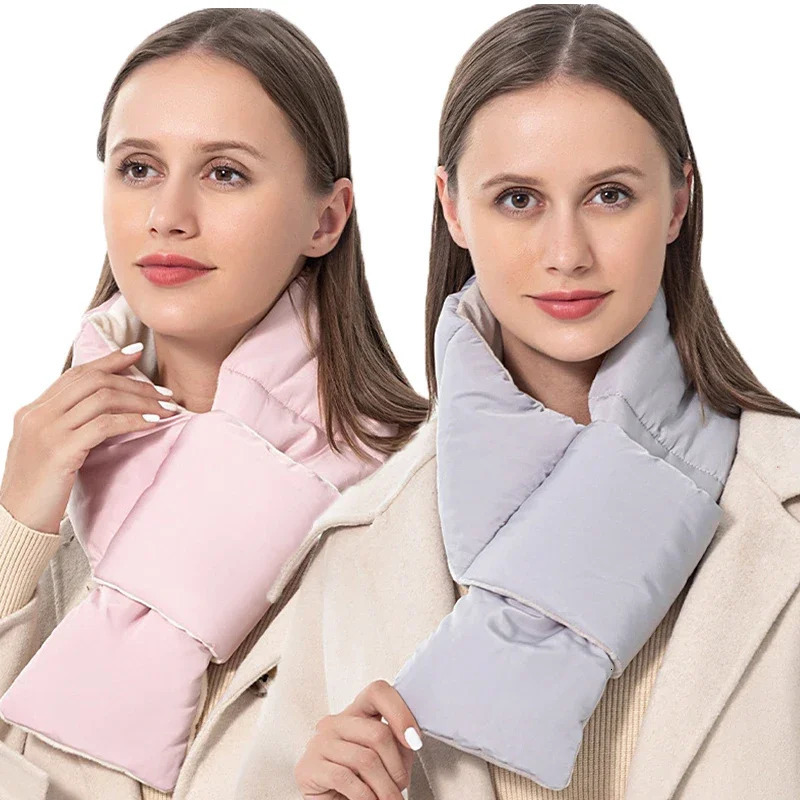 Winter Scarf for Women Feather Velvet Scarf Warm Down-Cotton Shawl Wraps Collar Neck-Cross Fashion Neck Warmer 241009