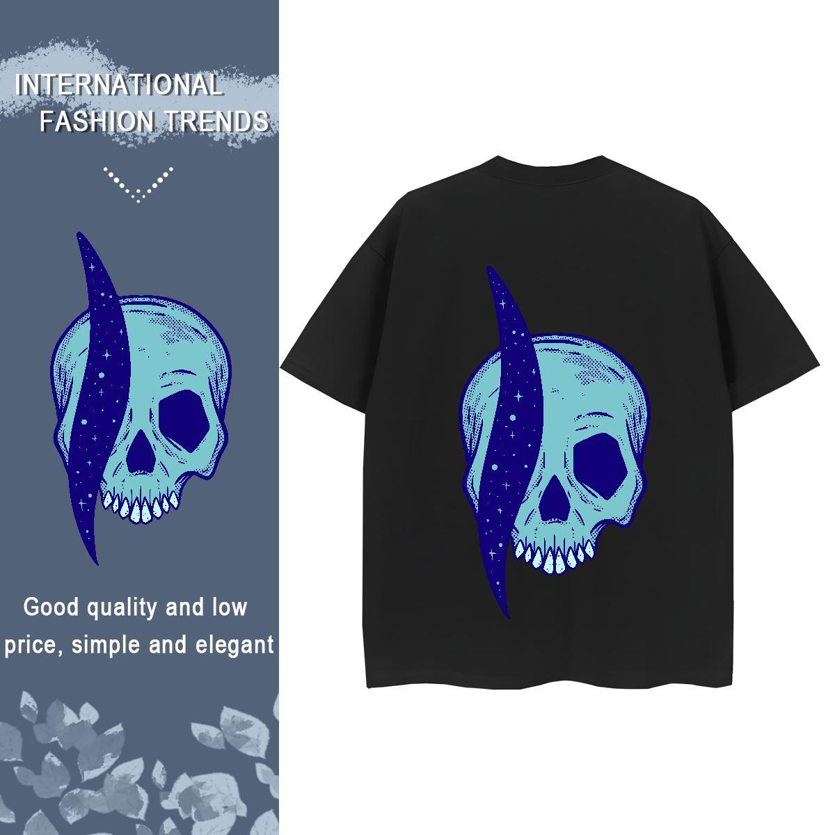 Custom Womens T Shirts 230g 100% Cotton Round Neck Short Sleeve Beach skull Women Tees Wholesale Oversized L-4XL Polos