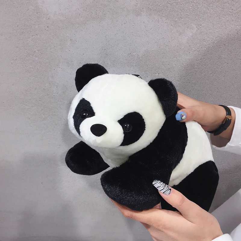 Korean style cute panda plush bag personalized cross shaped bag for girls Kawaii cartoon chain shoulder bag for women wallet shopping bag M241014