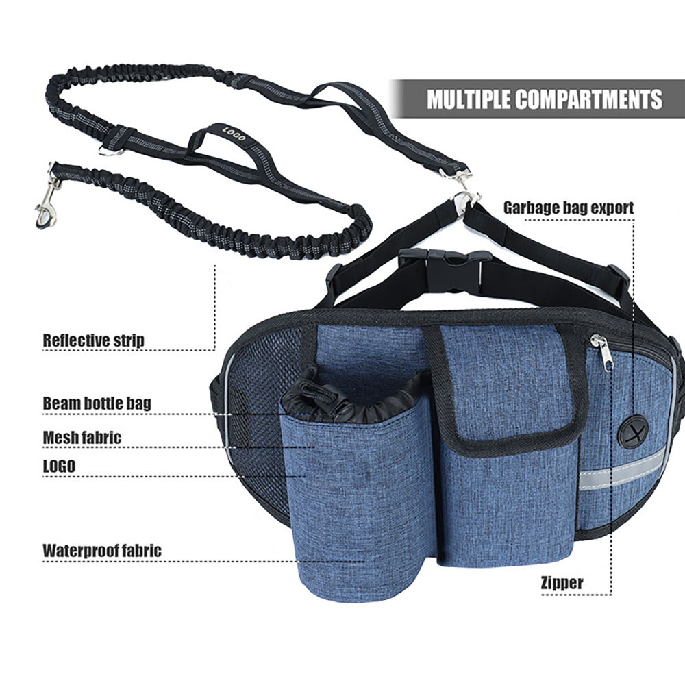Pet Dog Training Waist Bag Hands-Free Leashes Set Treats Pouch Pet Walking Bungee Leash Dog Feed Bowls Storage Water Cup Bags