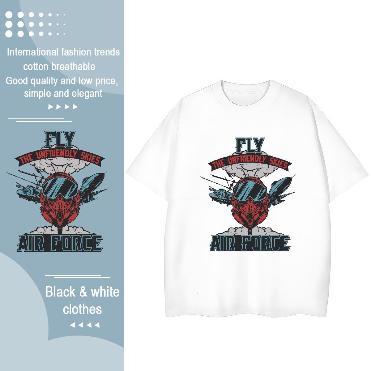 Stylist T shirt 100% Cotton 230g Short sleeve Soft Street plane Lady T shirt Popular Skull Tshirts