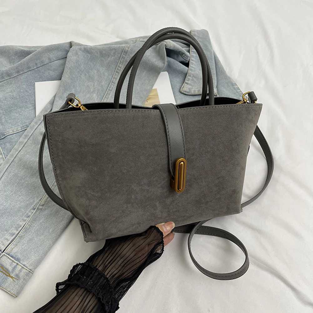 Ladies Faux Suede Tote Bag Fashion Shoulder Zip Closure Pu Crossbody Designer Handbag Simple Commuting 241014