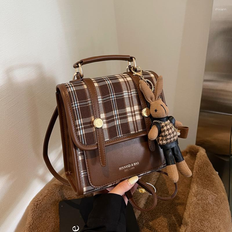 Backpack New Vintage Contrast Color Fashion Student Bag 2024 Fashionable Casual Niche High-end Texture All-match Women's
