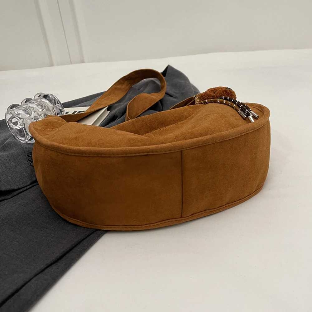 Vintage Suede Tote Bag for Ladies Crossbody Purse Large Capacity Hobo Handbag Zipper Adjustable Shoulder Strap Daily Use 241014