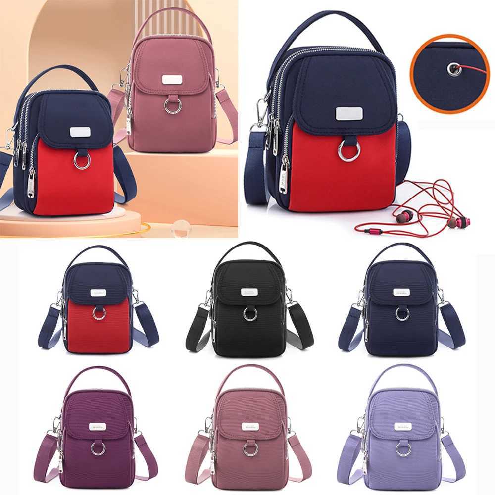 New womens mobile phone cross body bag fashion 3-layer shoulder bag mobile phone bag with headphone plug travel portable handbag M241014