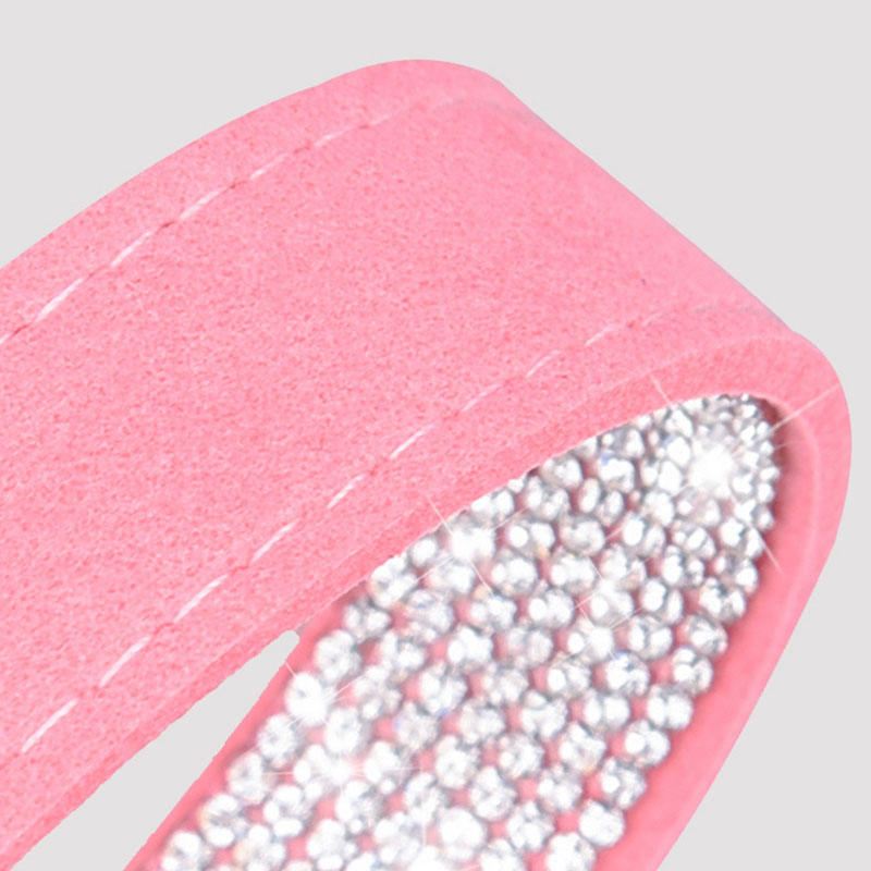 Collars for Small Dogs Adjustable Leather Suede Bling Pink Cat Collar Rhinestone Dog Leashes Free shipping