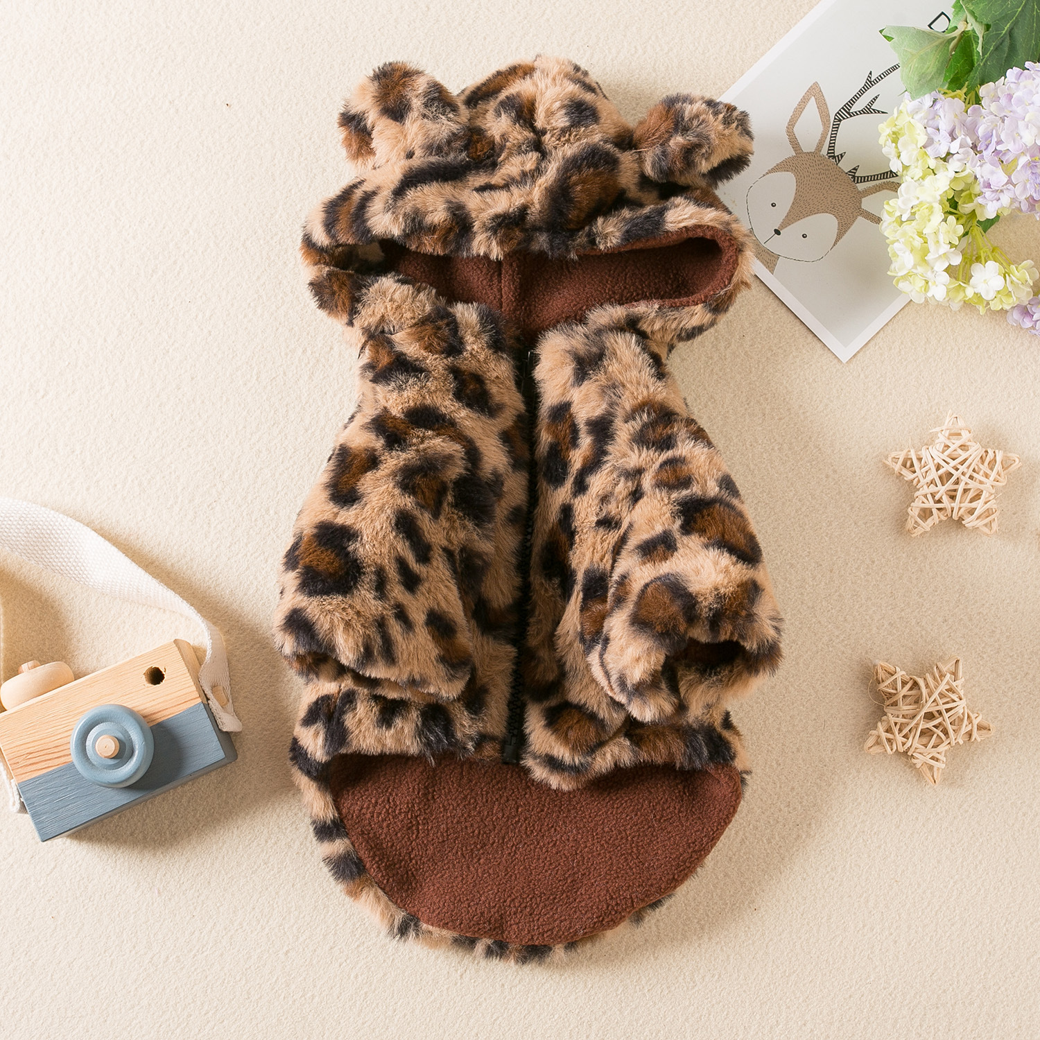 Apparel Winter Pet Clothes Warm Fleece Hoodie Leopard Dog Coat Jacket French Bulldog Clothing for Small Dogs Pets Costumes