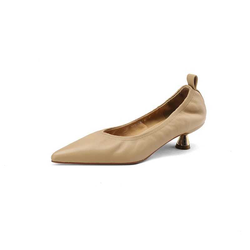 2023 new Spring women pumps natural leather 22-24.5cm sheepskin+pigskin full leather pointed toe low heels soft women shoesLX241014