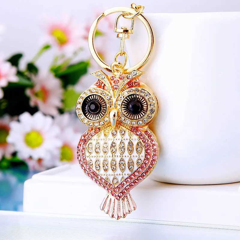 Owl crystal keychain charm pendant handbag wallet keychain Y241014