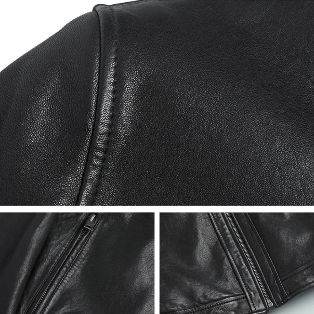 Spring Mens Standup Collar Slim Leather Jacket Zipper Pocket Decorative PU Coat Biker Men Clothes Casual Male 240930
