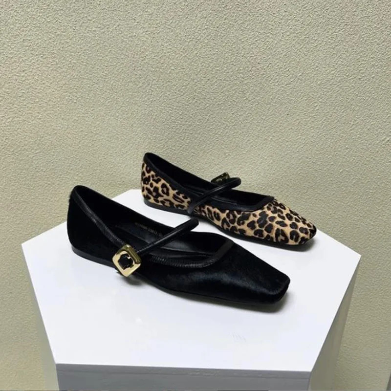 Fashion Womens Flat Round Toe Leopard Print Casual Ladies New Breathable Slip-on Outdoor Soft Mary Jane Shoes 241014