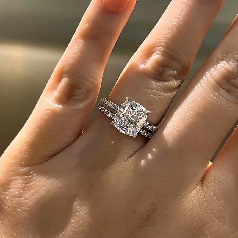 Handmade Wedding Rings Sterg Sier Cubic Zirconia Bridal Set