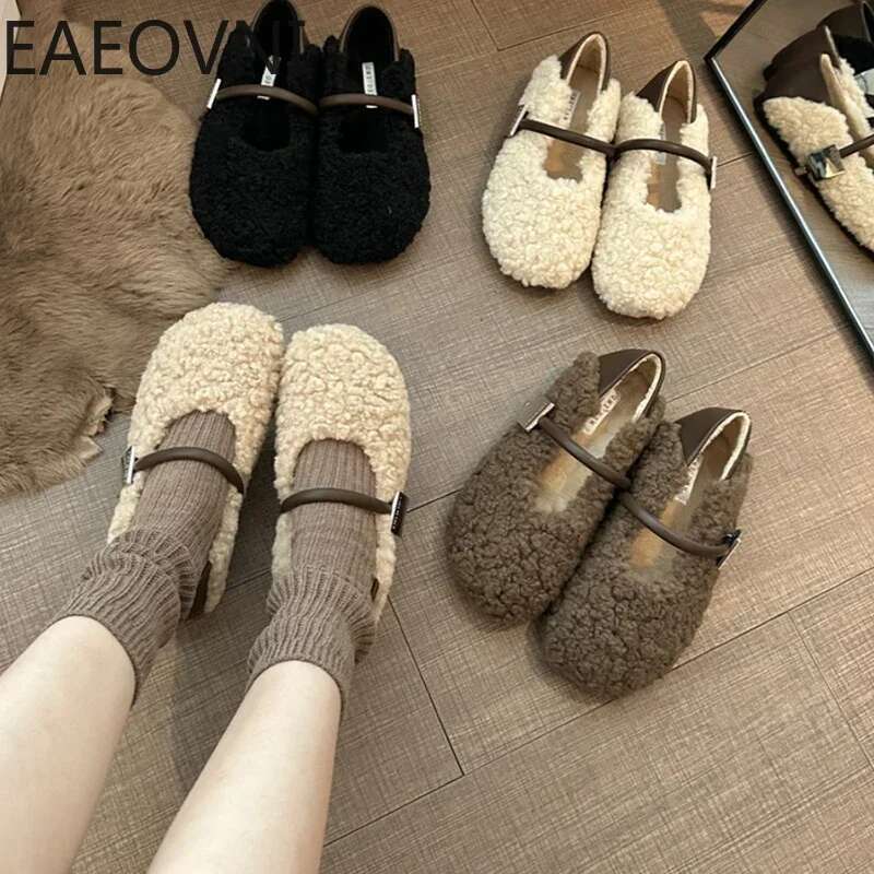 Spring Women Warm Cotton Flat Fashion Round Toe Shallow Slip On Ladies Ballerinas Soft Casual Outdoor Laofer Shoes free shipping shoes