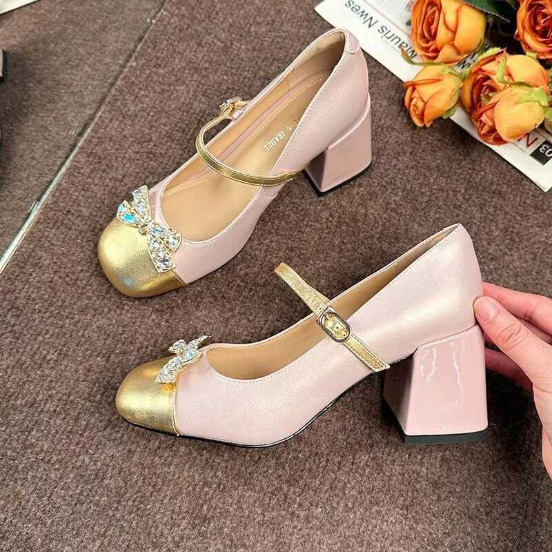 Womens High Heels Fashion Rhinestone Bow Designer Womens Shoes Autumn New 2024 Banquet Party Dress Womens Mary Jane ShoesLX241014