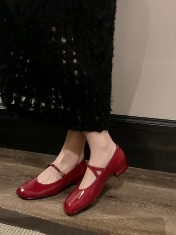 Women Patent Leather Mary Janes Ladies Summer Fashion Square Comfortable Pointed Toe Ballet Flat Casual Shoes 241014