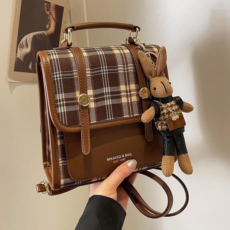 Backpack New Vintage Contrast Color Fashion Student Bag 2024 Fashionable Casual Niche High-end Texture All-match Women's