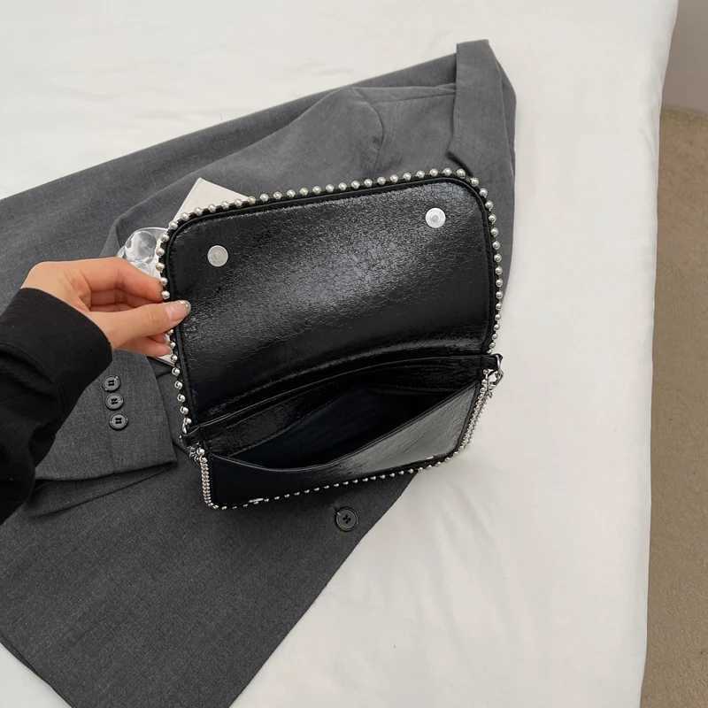 Womens Small Chain Shoulder Bag Korean Fashion New Trend Womens Silver Ten Font Bag Y2K Handbag and Wallet M241014