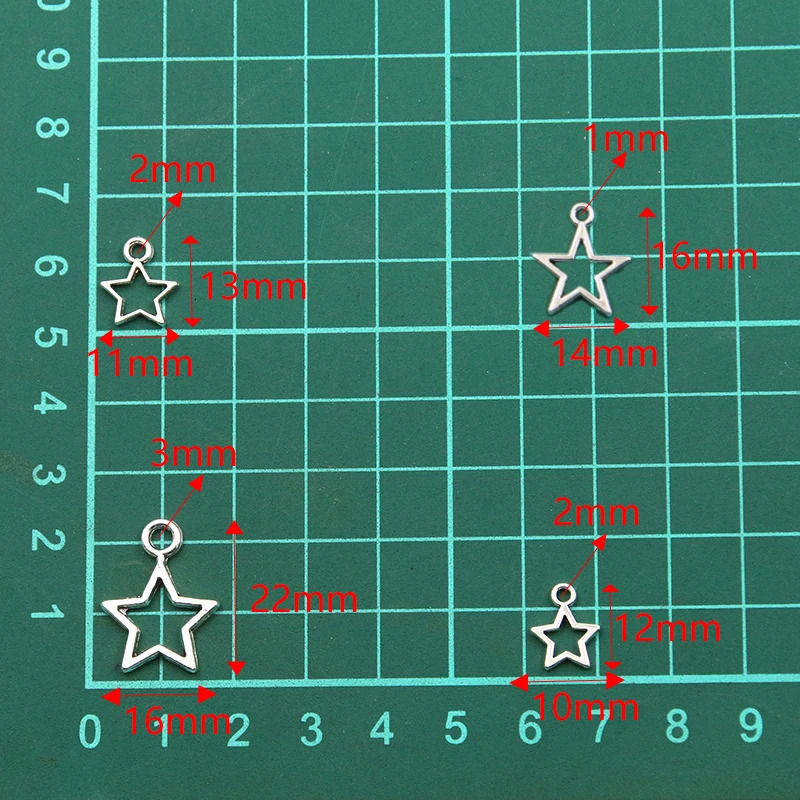 50PCS 4 Size Picture Color Hollow Big Small Star Charms Geometry Pendant Metal Alloy DIY Necklace Bracelet Earrings Marking 241010