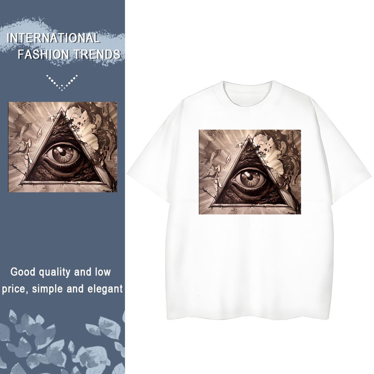 Fashion Casual T-Shirts 230g 100% Cotton Breathable Crew Neck Outdoor eye of the devil Unisex Tshirts Wholesale Black Oversized Tees