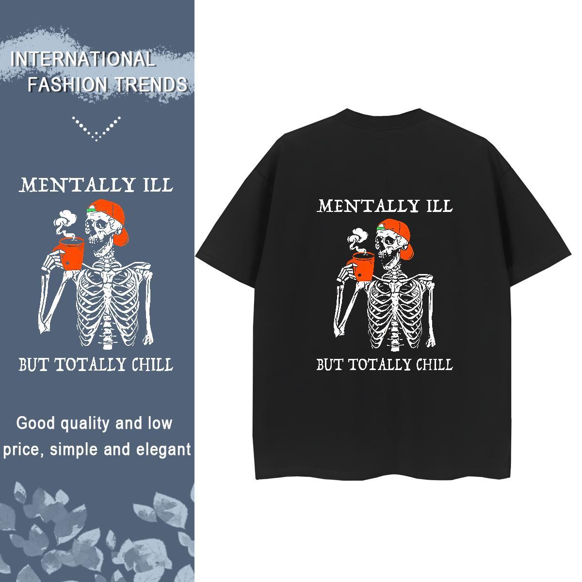 Custom T-Shirts for Women 230g Cotton Breathable Soft Casual skull Couples T Shirts Lady Anime Print Clothings