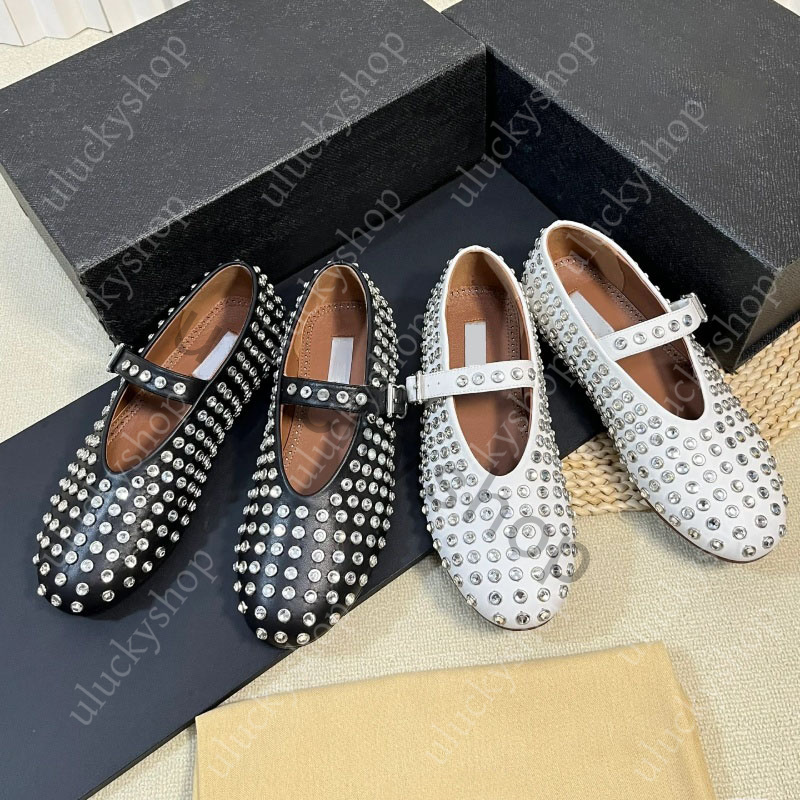 Luxury Designer Women Ballet Flats Dress Shoe Mary Jane Shoes Comfortable Ballet Single shoe Rhinestone Flat Shoes wedding shoes size 35-40