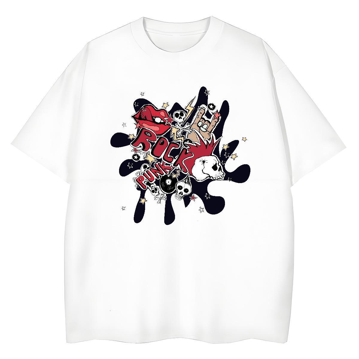 Custom Womens T Shirts 230g Pure Cotton Round Neck Short Sleeve Hip Hop skull Womens Tshirts Loose fit Oversized L-4XL Tee Shirt