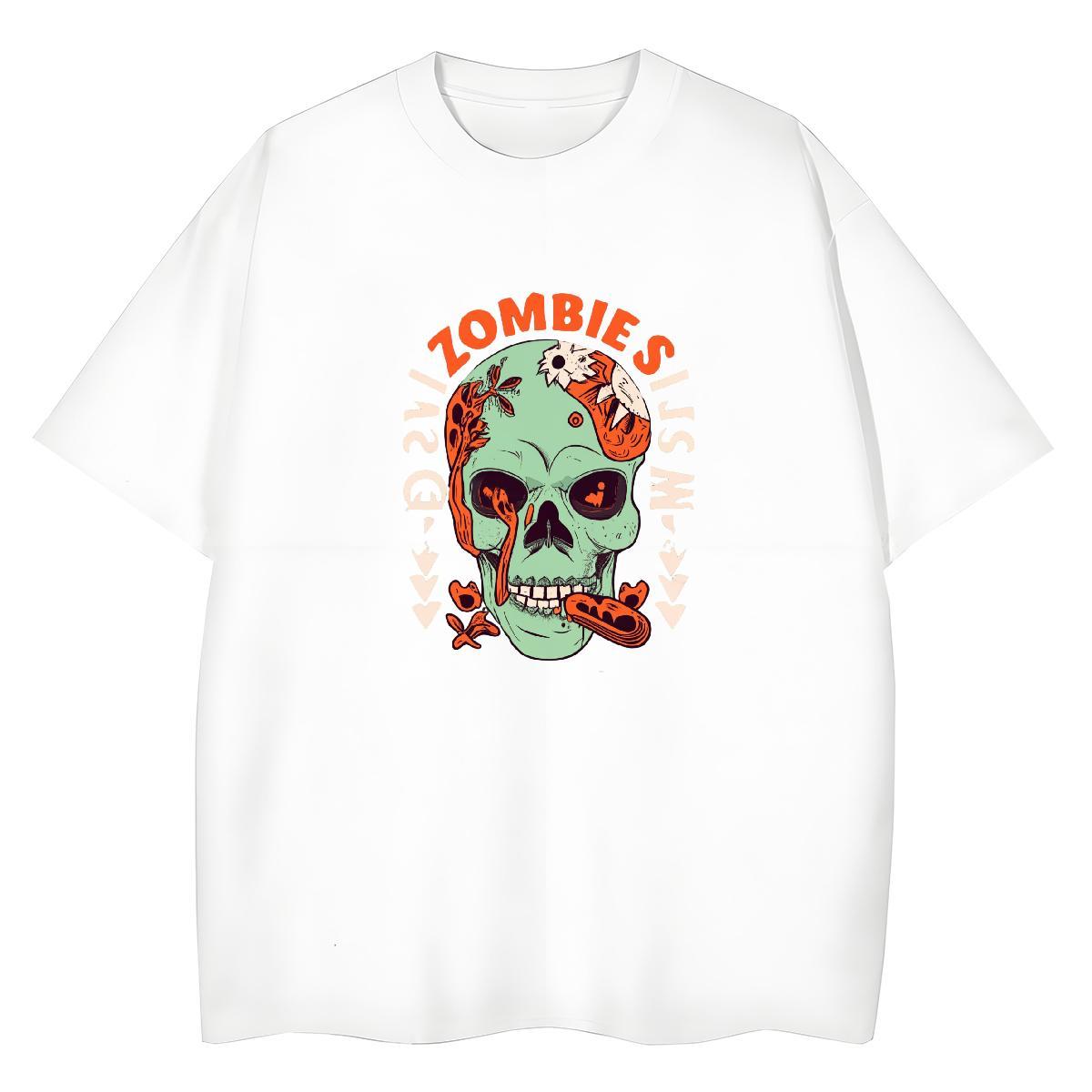 Fashion Casual T Shirt For Woman 100% Cotton 230g Breathable Sports Street Wear skull Women Tshirts Comfortable Anime Print Tees Shirts