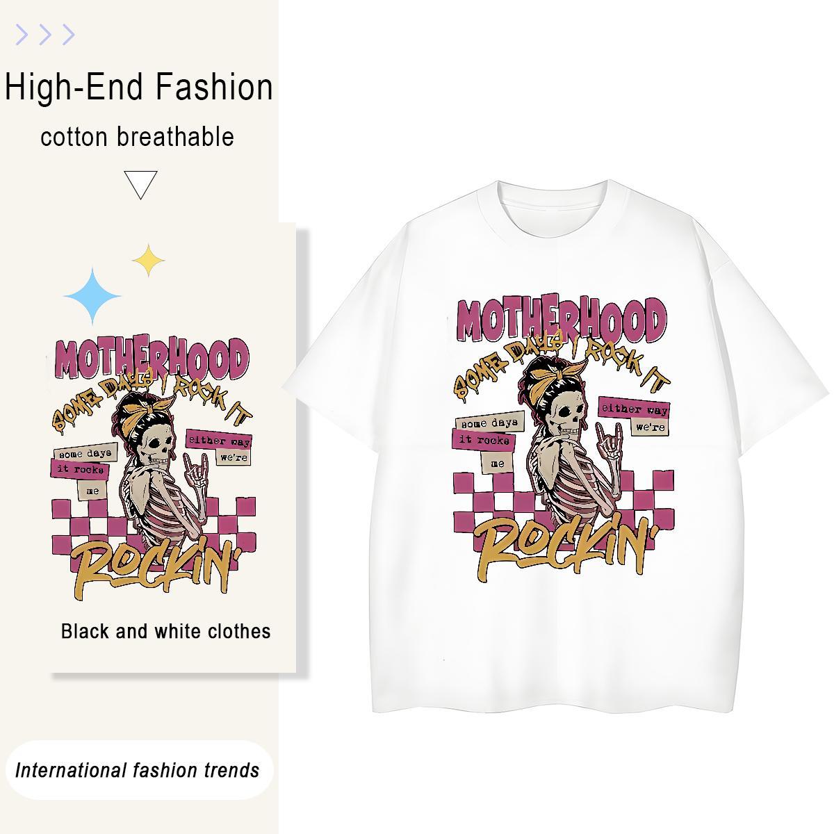 Custom T Shirts Women 230g Pure Cotton Breathable Hip Hop Street skull Tshirt for Man Woman Lady Plus Size Cartoon Clothings