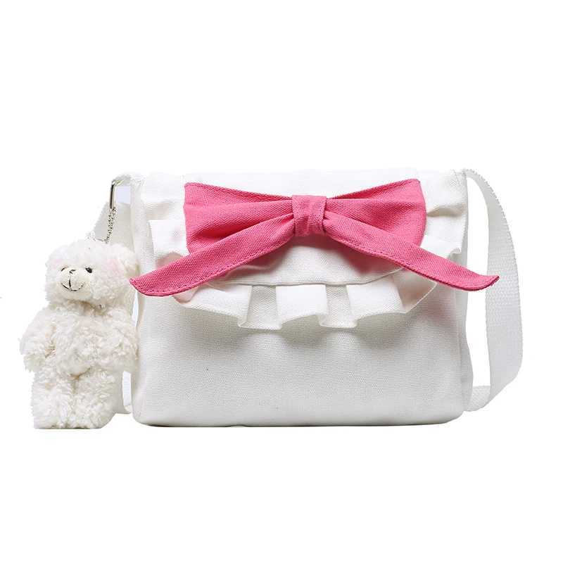 Lolita Sweet Canvas Womens Solid Zipper Soft Shoulder Bag Crossbody Japanese Style M241014