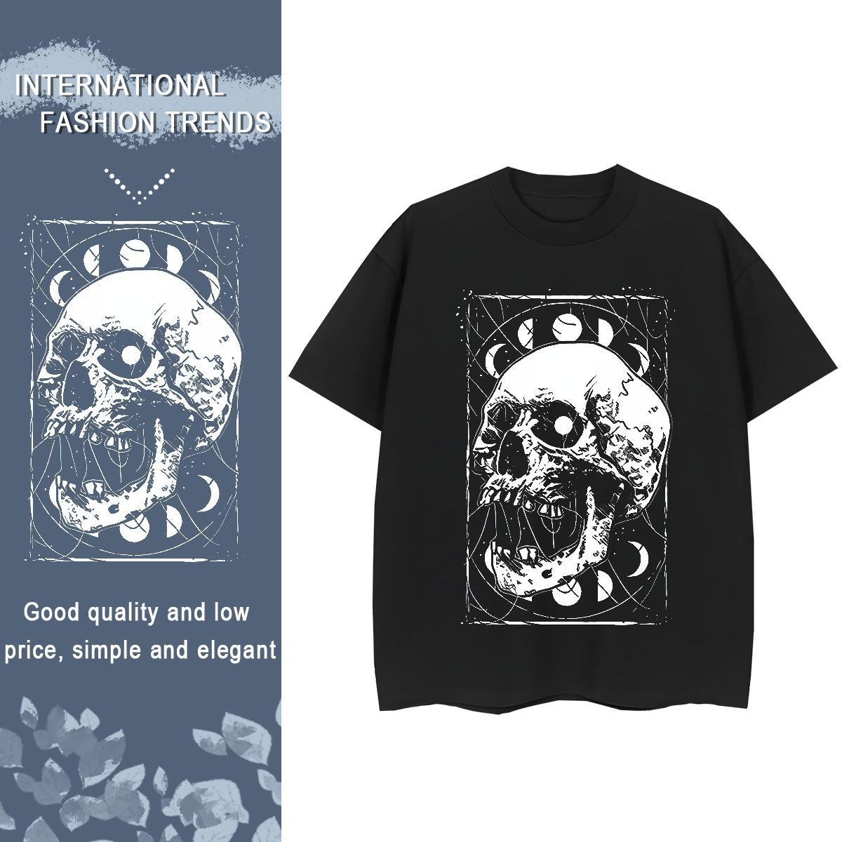 DIY Woman T Shirts 230g Pure Cotton Short Sleeve O-Neck Summer Casual skull Women Tees Female Cartoon Anime Tshirts
