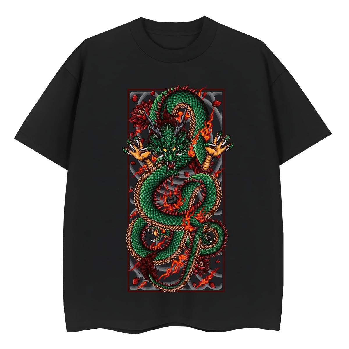 DIY T-Shirts 230g Pure Cotton Crew Neck Breathable Casual Daily Wear dragon Couples T Shirts Loose fit DIY Printed Clothes