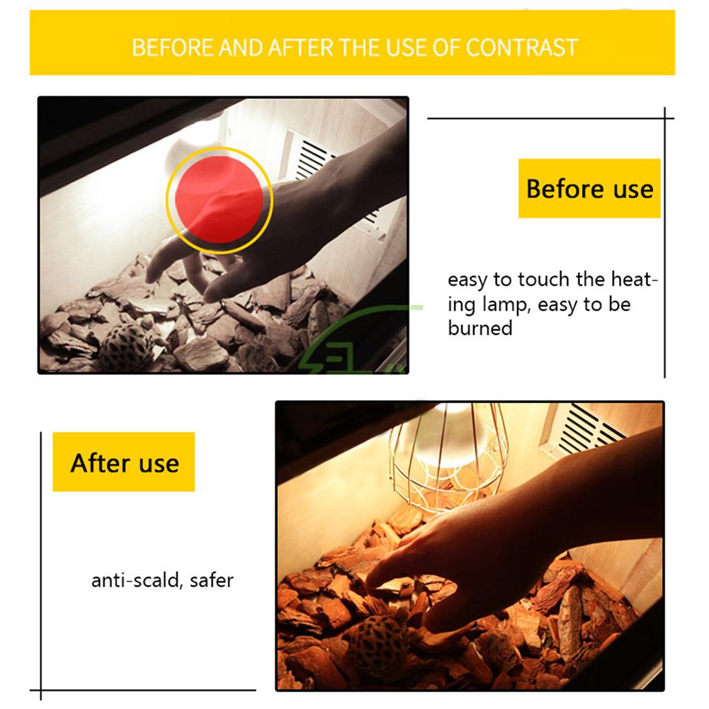 Turtle Breeding Box Ceramic Heating Lamp Bulb Anti-scalding Protective Lampshade Reptile Pet Heating Lamp Iron Safety Net Cover