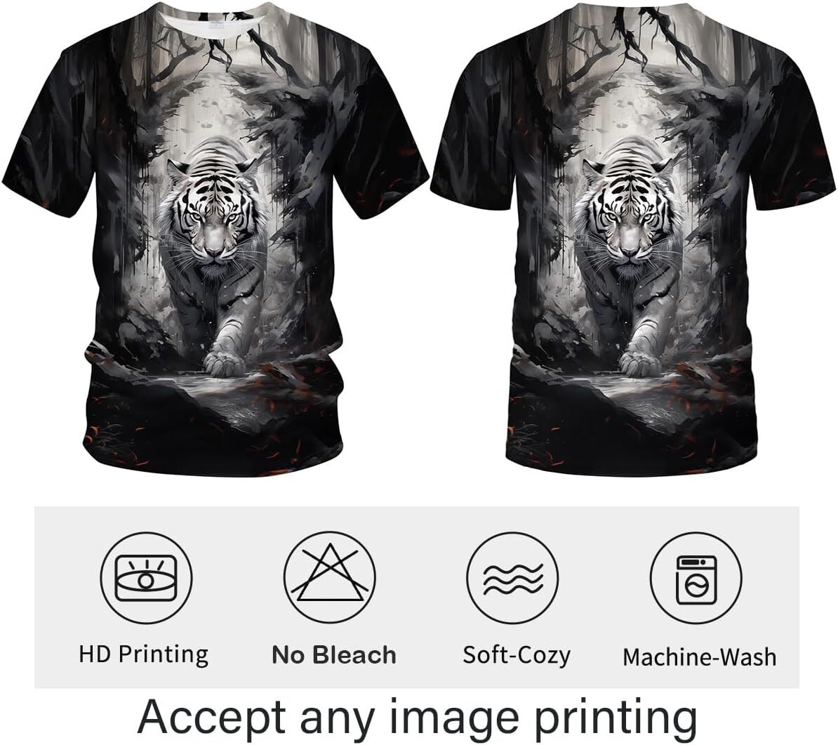 Mens T shirt Funny Tiger Printed T-Shirt Animal Graphic Tee Shirt shirts tshirt graphic tee Casual tops summer clothes