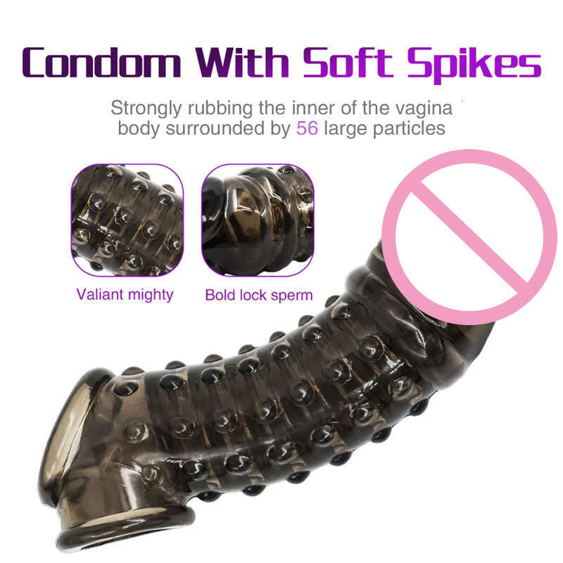 Soft Sleeve Reusable Condom es With Particles Toys Erotic Extender Delay Ejaculation Sex Toy Men
