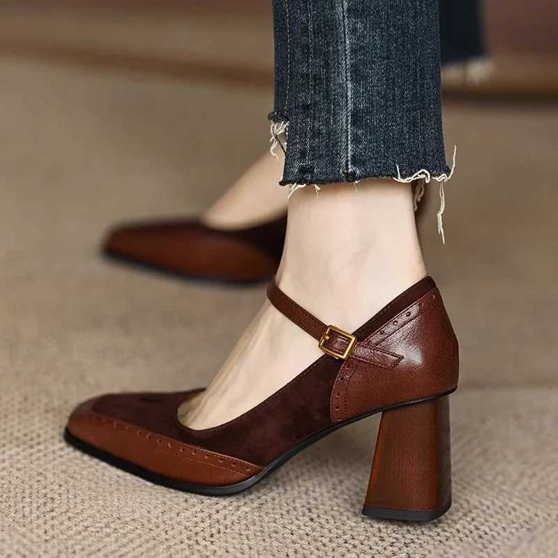 Spring and Summer Fashion New Square Toe Solid Color Sexy Buckle Womens Casual Sandals Comfortable High Heels Zapatos De MujerLX241014