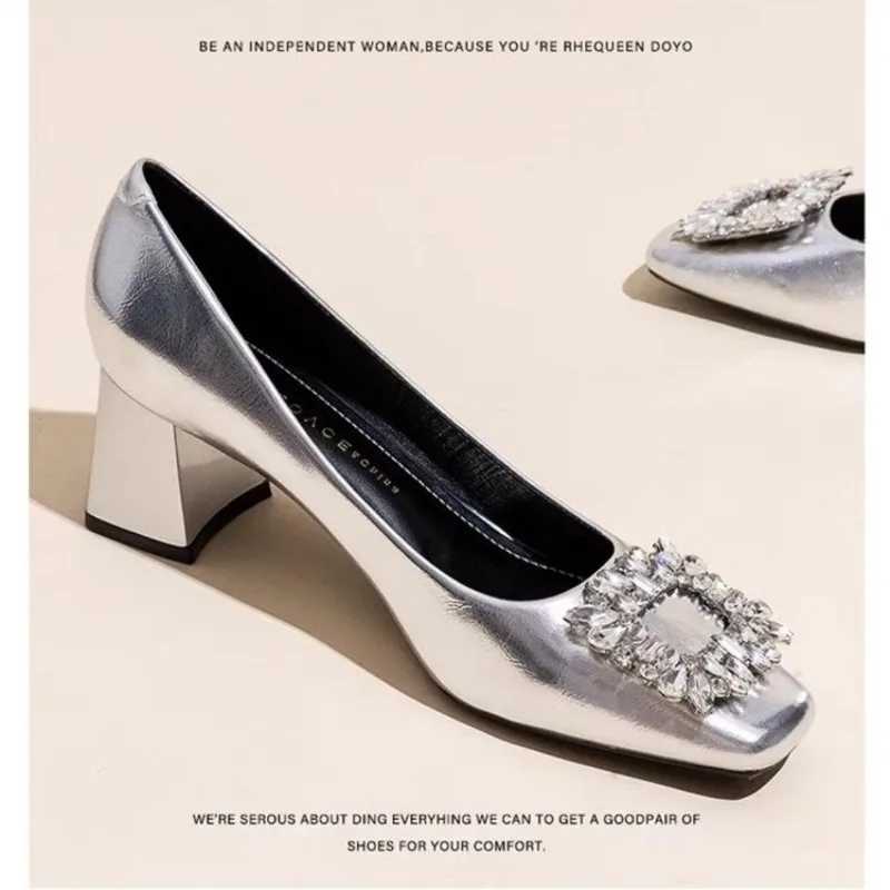 Women Flats Single Shoes Spring Autumn Solid Pu Rhinestone Mary Jane Shoes Casual Ladies Slip on Loafers Sliver Gold MoccassinLX241014