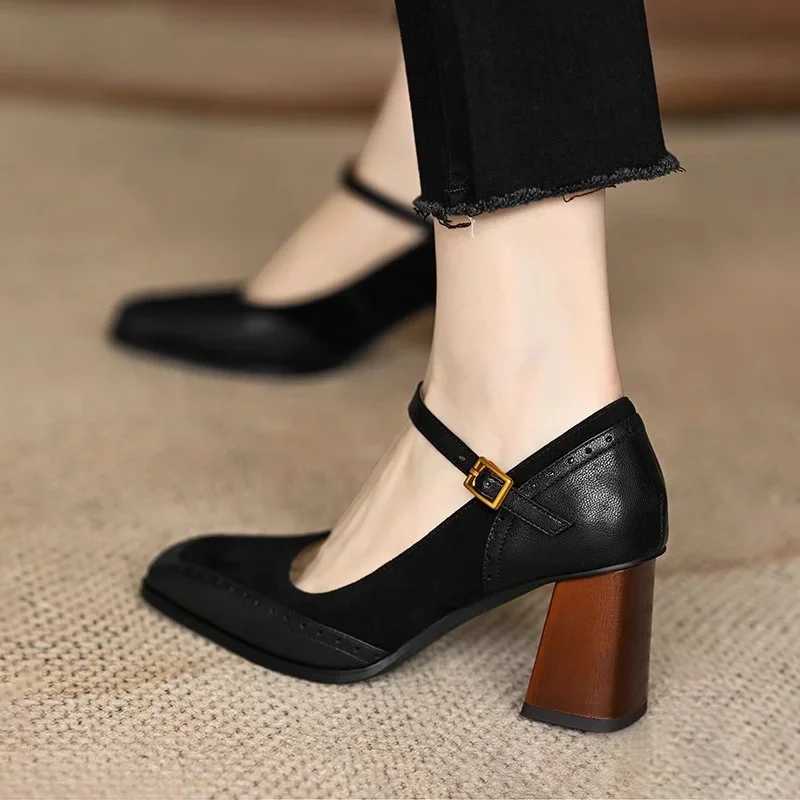 Spring and Summer Fashion New Square Toe Solid Color Sexy Buckle Womens Casual Sandals Comfortable High Heels Zapatos De MujerLX241014