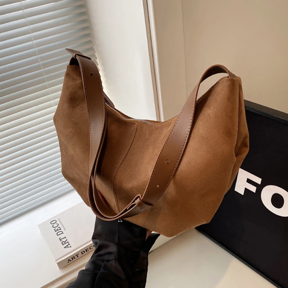 Simplicity Suede Zipper Ladies Shoulder Bags Trend 2024 Fashion Crossbody for Women Bolsas Femininas 241011