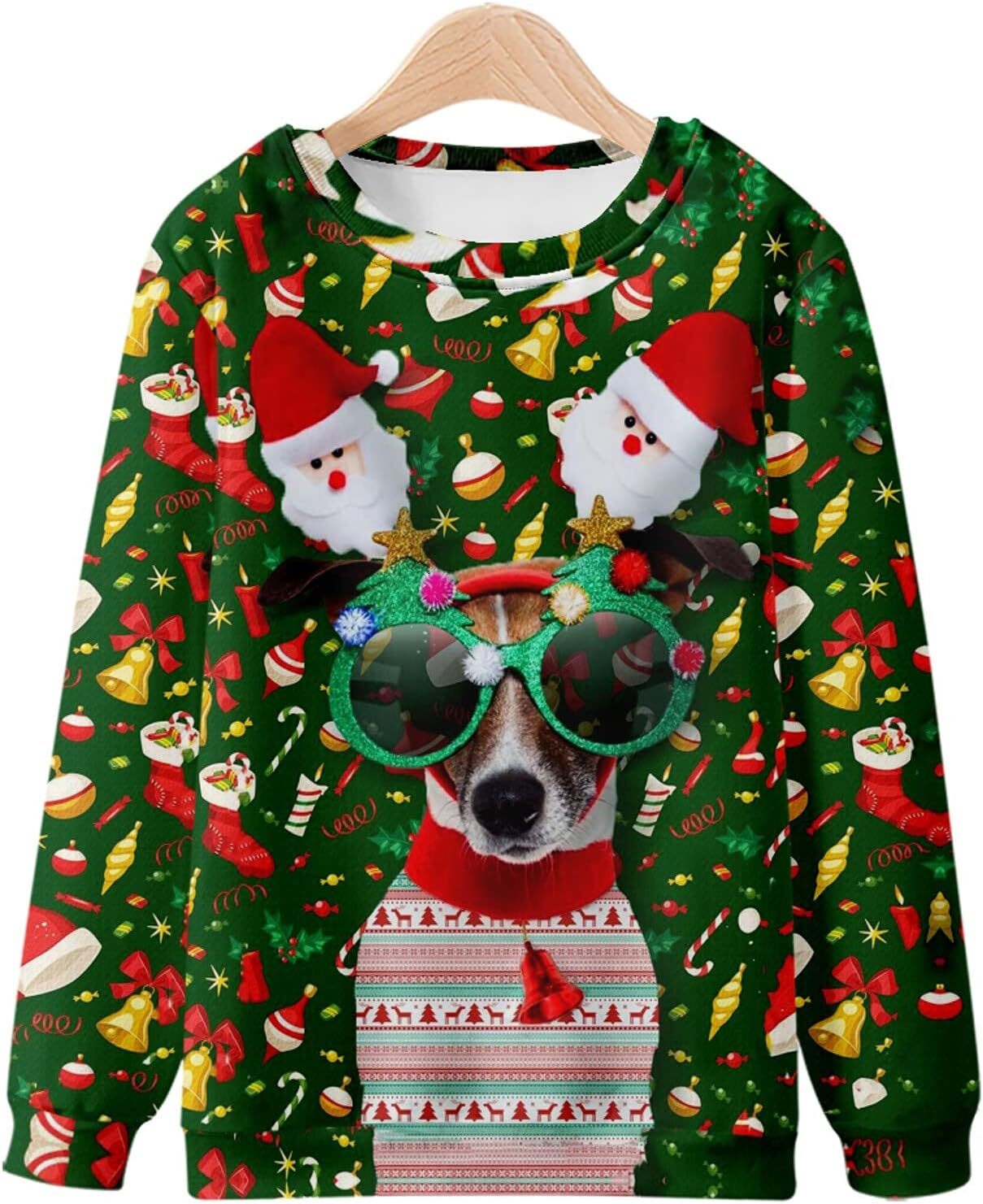 Long Sleeve Shirts for Men sweatshirt Men's Ugly Christmas Sweater 3D Xmas Unique Hilarious Graphic Long Sleeve Crewneck Sweatshirts Holiday Part