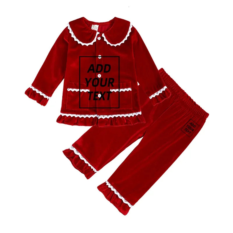 Boy Girls Pajamas Custom Personaliz Velvet Christmas Baby Pajamas Set Long Sleeve Children TopsPants Pjs Sleepwear 241014 - view 4