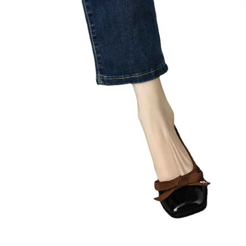 Women Casual Bowknot Flat Shoes Winter Fashion British Style Elegant Square Toe Stiletto Pumps Dress Mary Jane LoaferLX241014