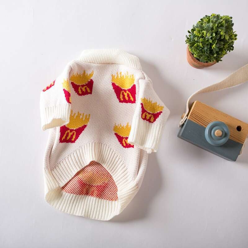 Soft Cotton Sweater Pets, Small Dog Clothing, Cute French Fries Printed, High Quality Design Jacket for Cats and Animals