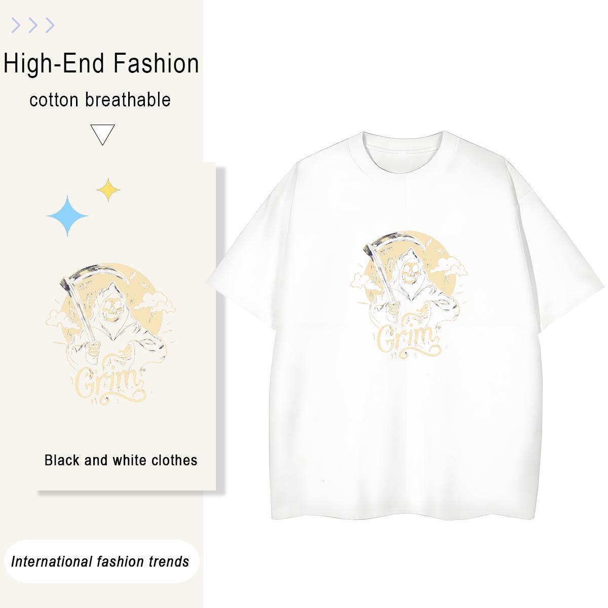 Fashion Woman T Shirts 230g Pure Cotton Crew Neck Sports Street Wear skull Womens Tshirts 5A Anime Oversized Tees